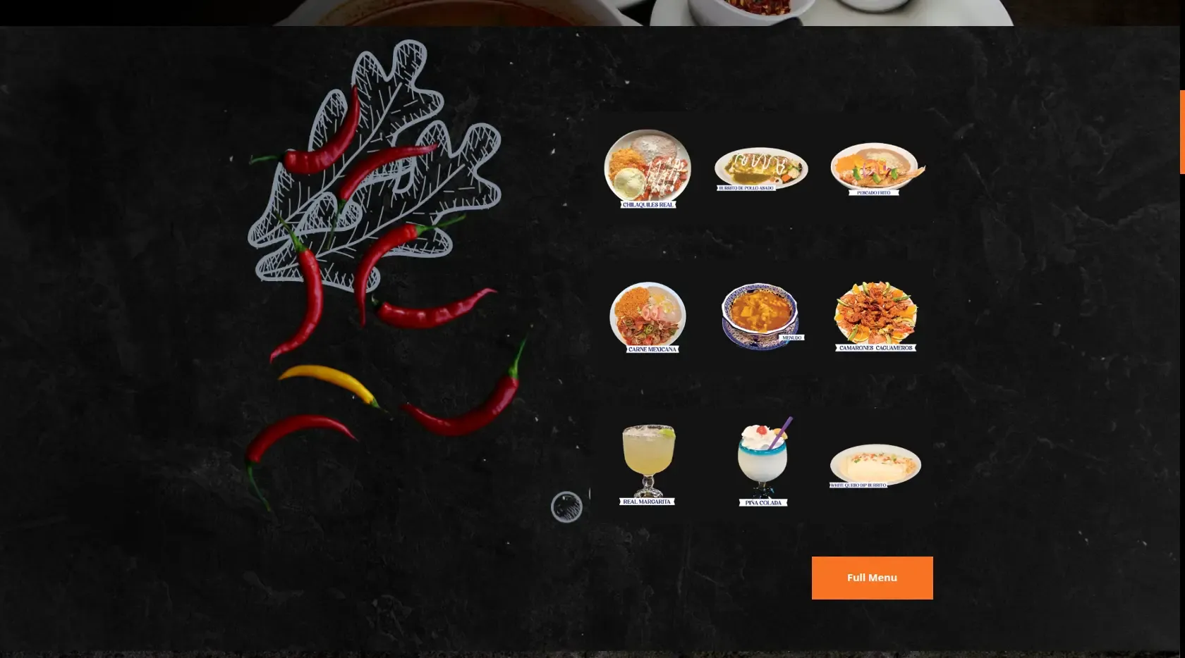 Mexico Real - Menú con platillos mexicanos como tacos y burritos