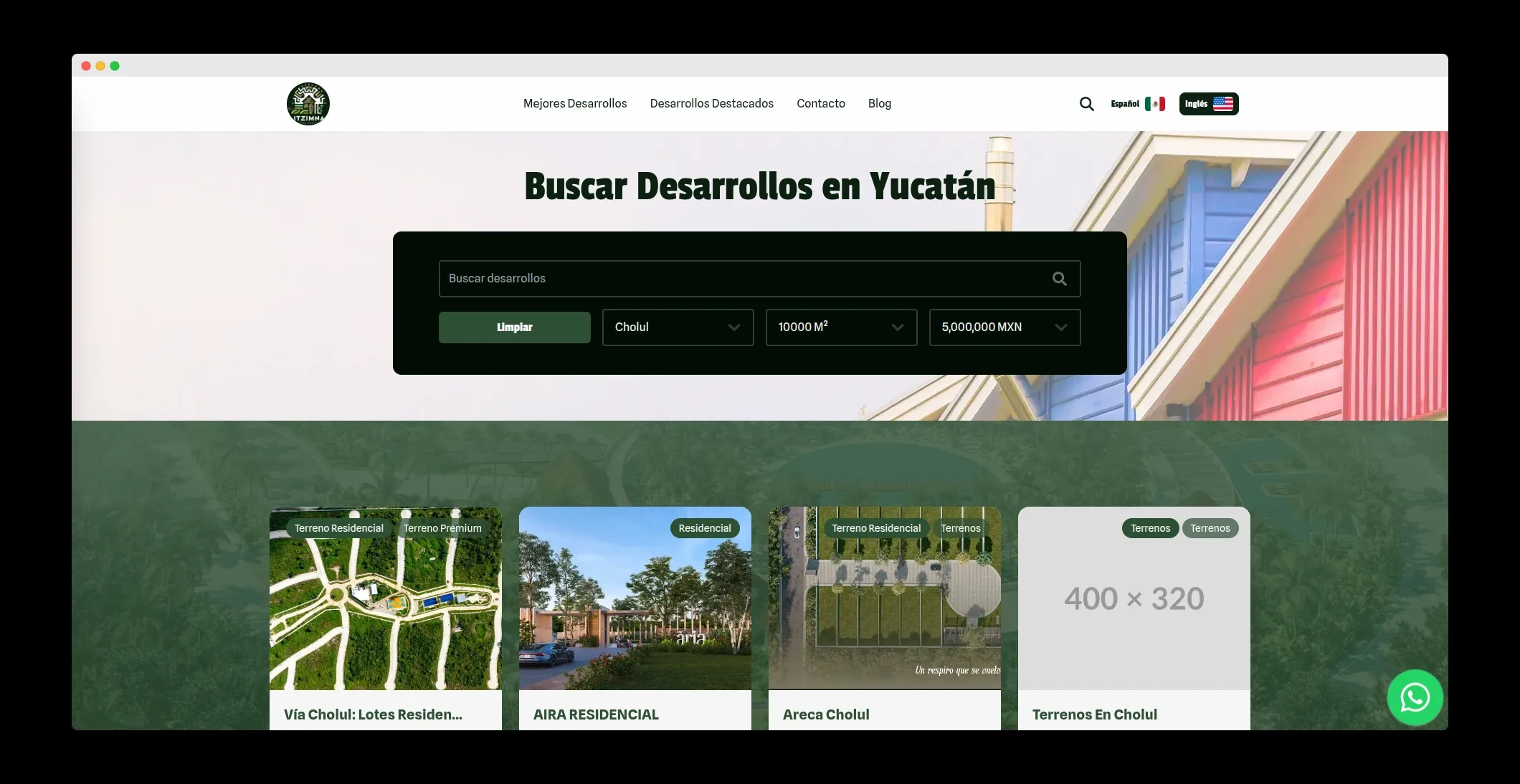 Itzimna Real Estate - Búsqueda avanzada con filtros