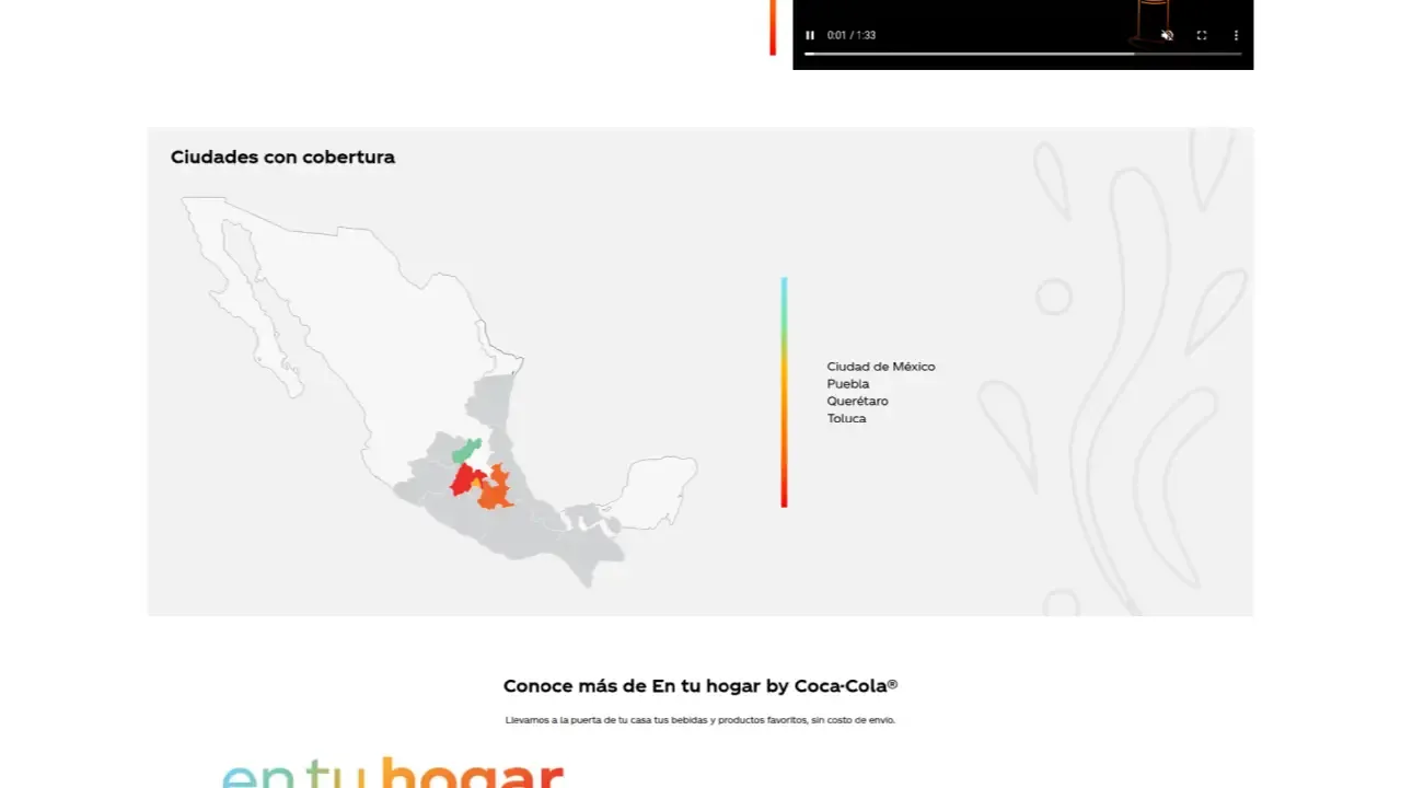Mapa de áreas de servicio en México - Interfaz web