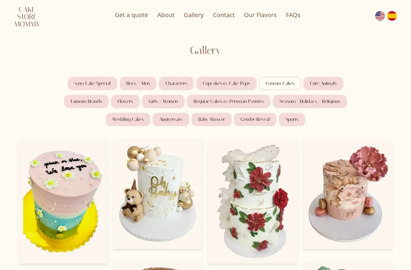 Cake Store Mommy - Galería de trabajos con filtros por categoría