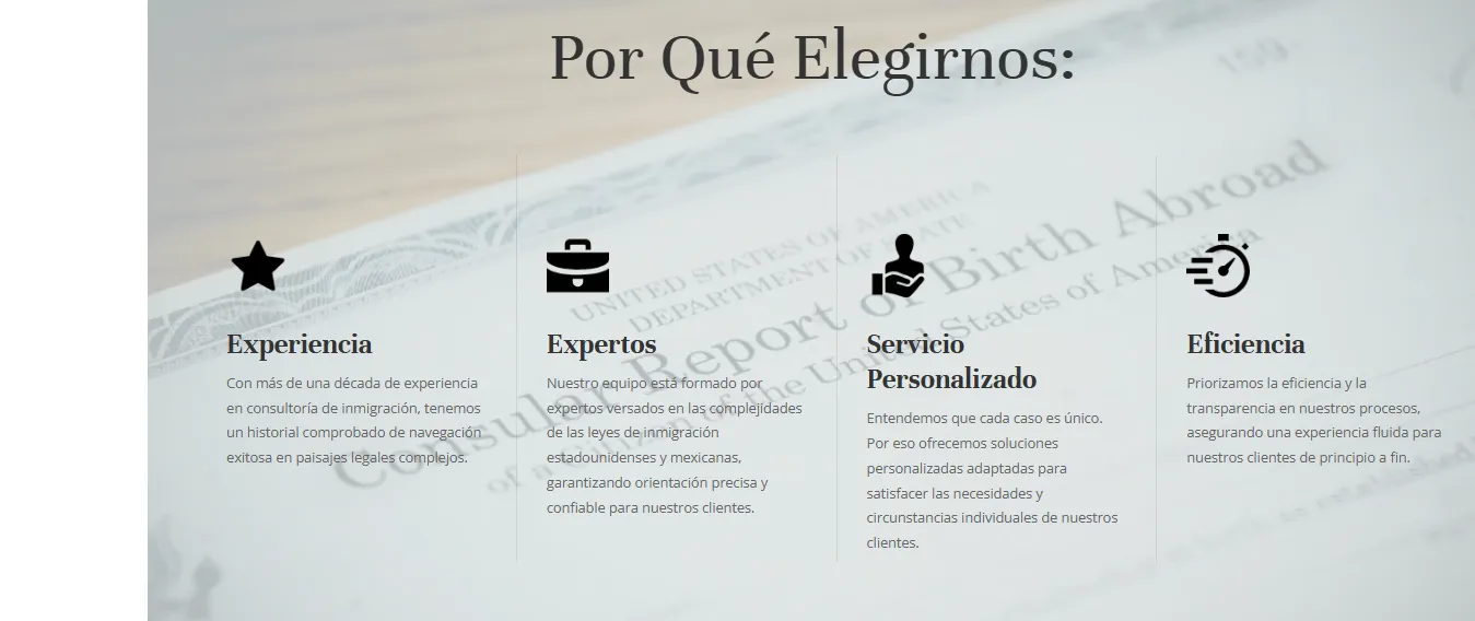 Guía de Inmigración - Sobre el despacho, misión y valores