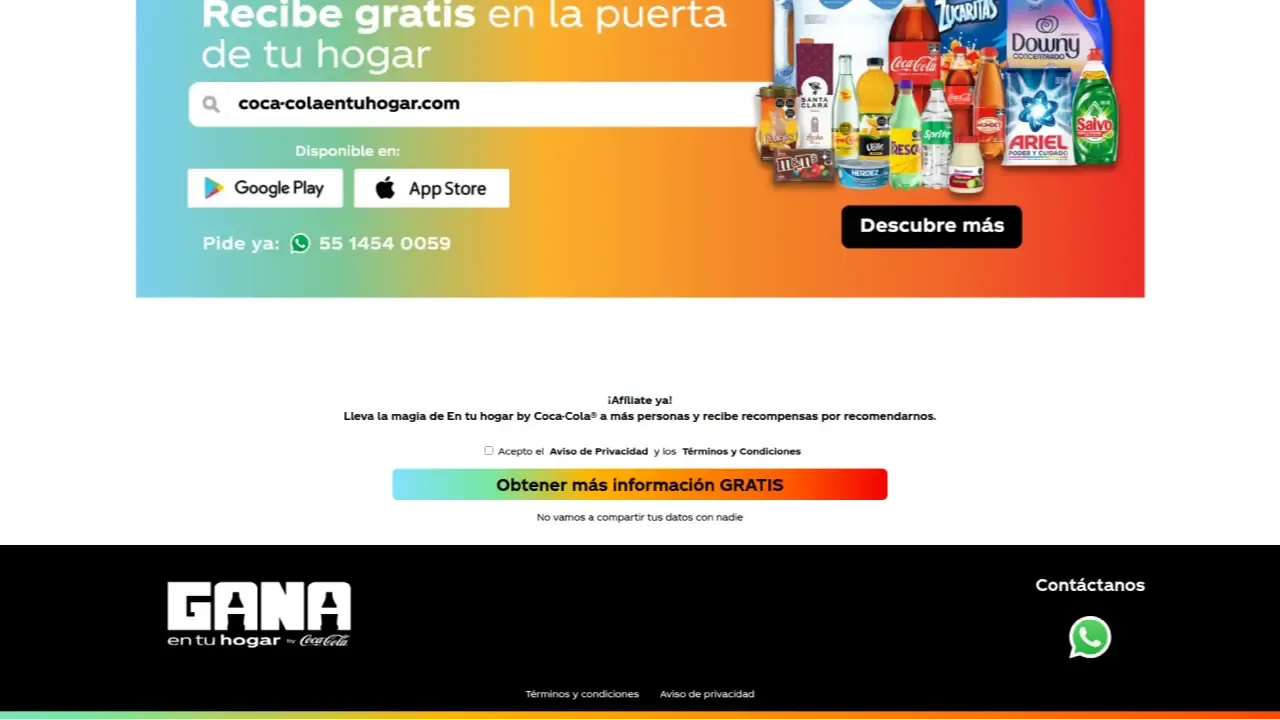 Footer de landing page con formulario de generación de leads