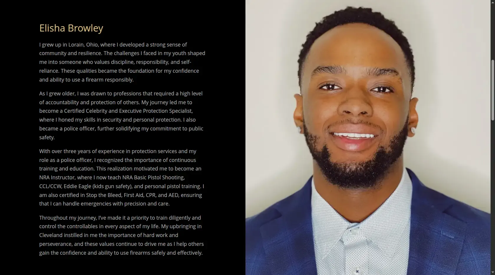 Priority Training - Biografía del instructor Elisha Browley
