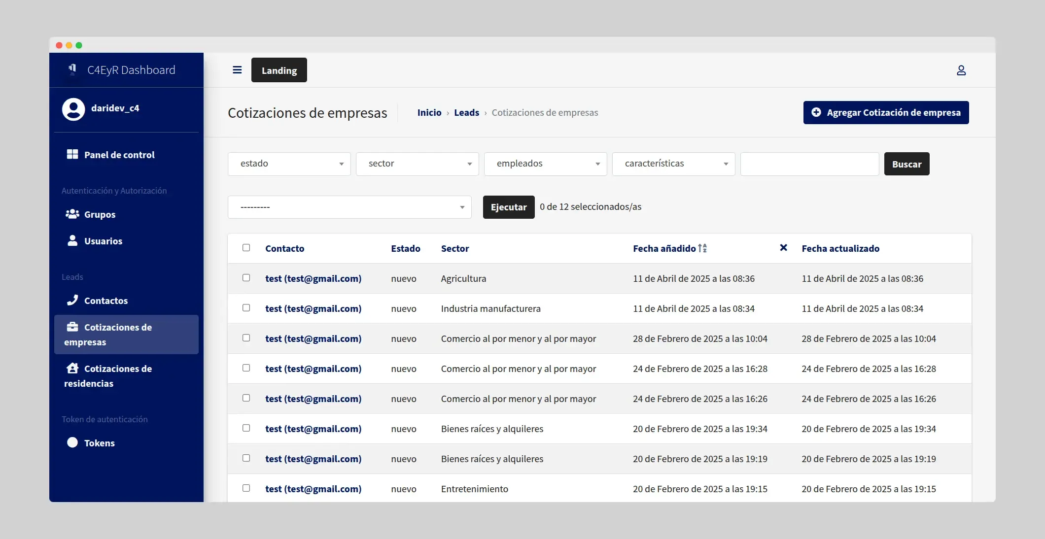 C4 Empresarial y Residencial - Gestión de leads en CRM