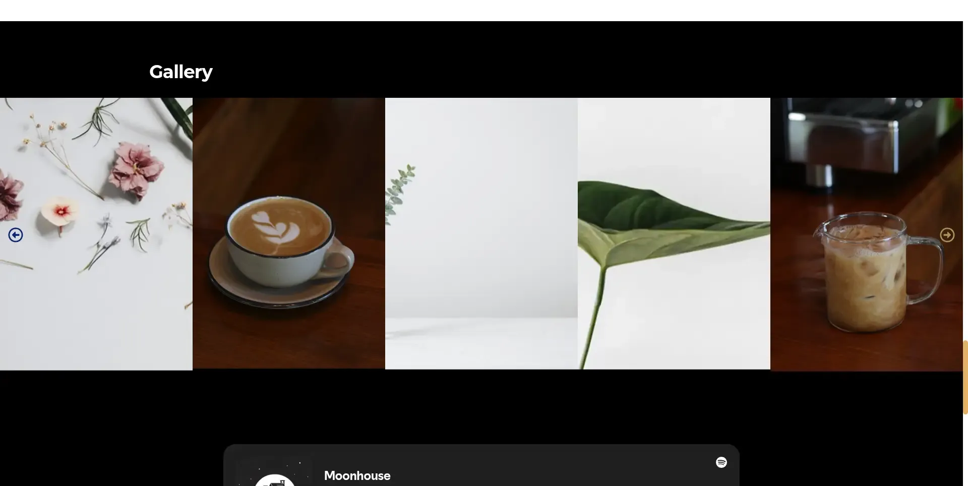Moonhouse - Galería de imágenes visual de la landing page