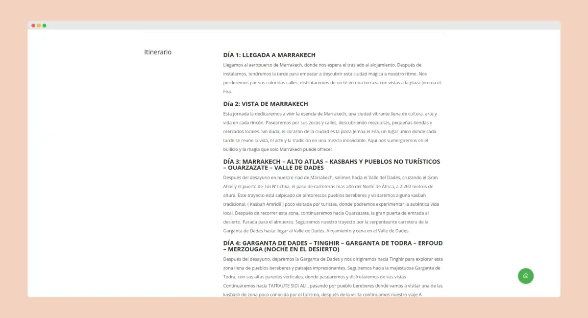 Mundo Indómita - Itinerario del viaje a Marruecos