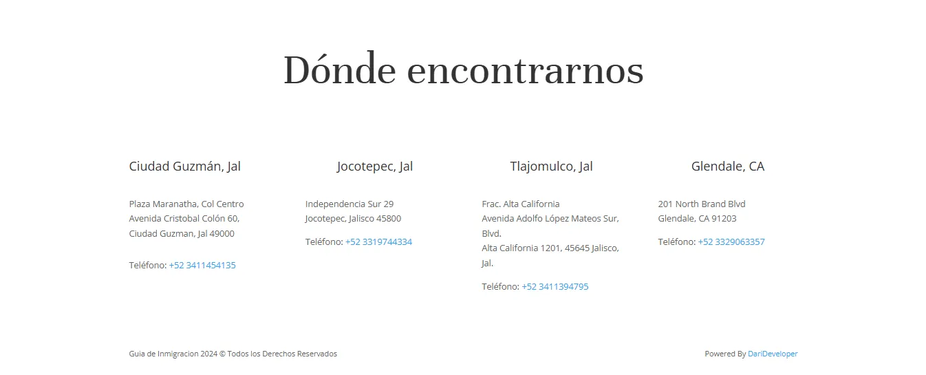 Guía de Inmigración - Contacto, formulario y ubicaciones Guía de Inmigración - Contacto, formulario y ubicaciones