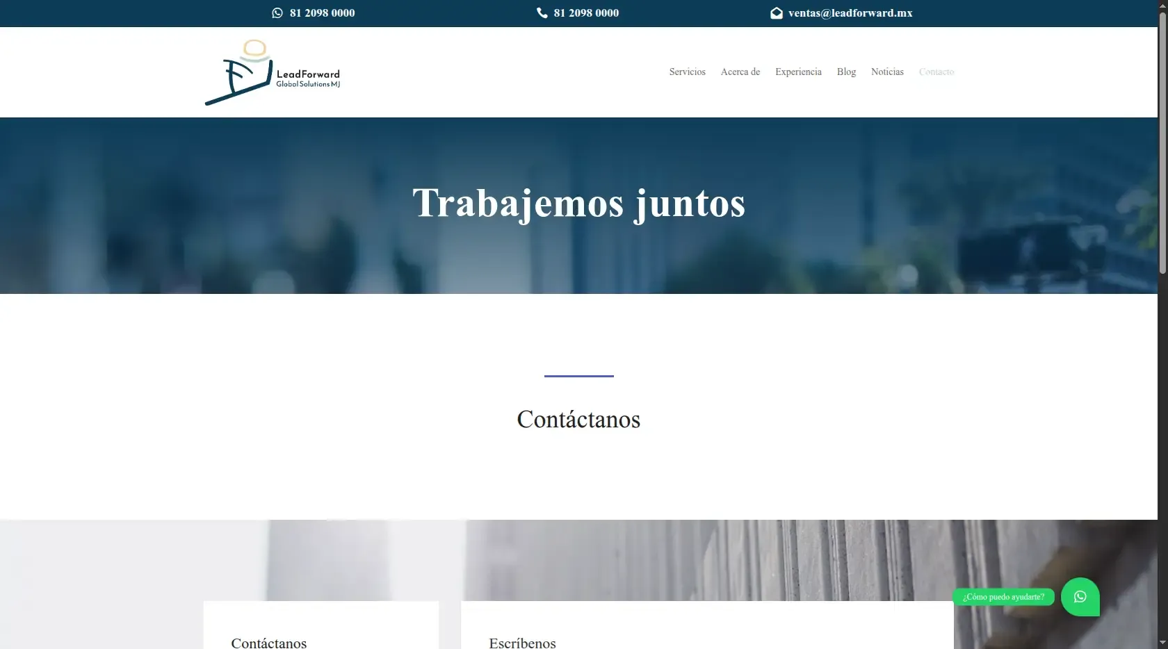 LeadForward - Contacto: trabajemos juntos