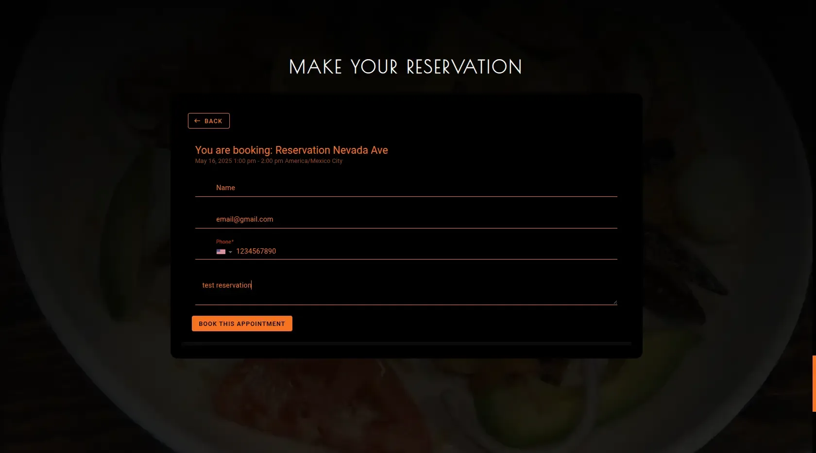 Mexico Real - Formulario de detalles de contacto para reservación