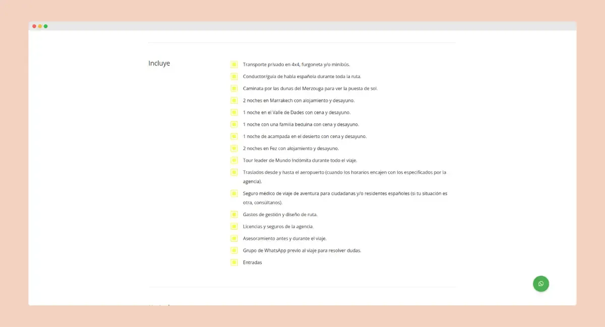 Mundo Indómita - Qué incluye el servicio de viaje