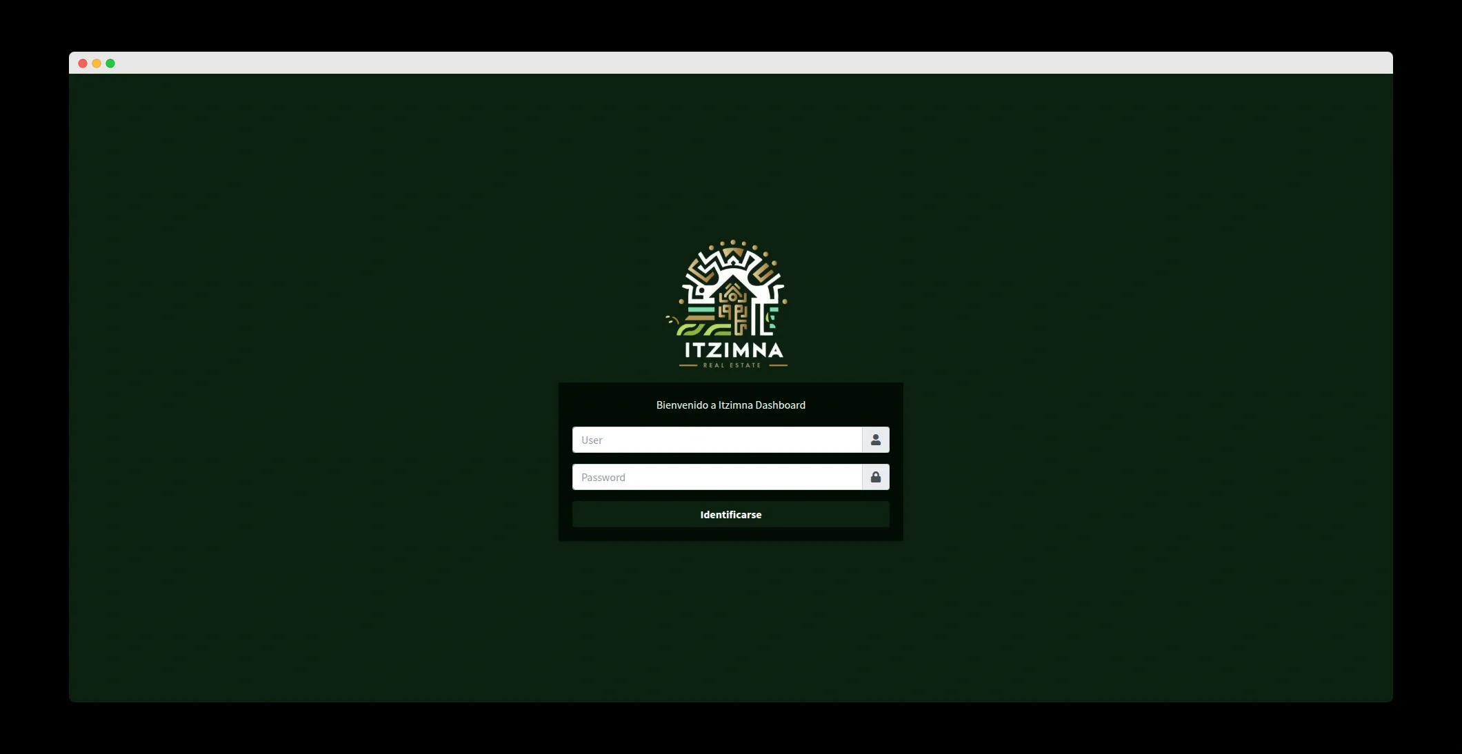Itzimna Real Estate - Dashboard login y acceso administrativo