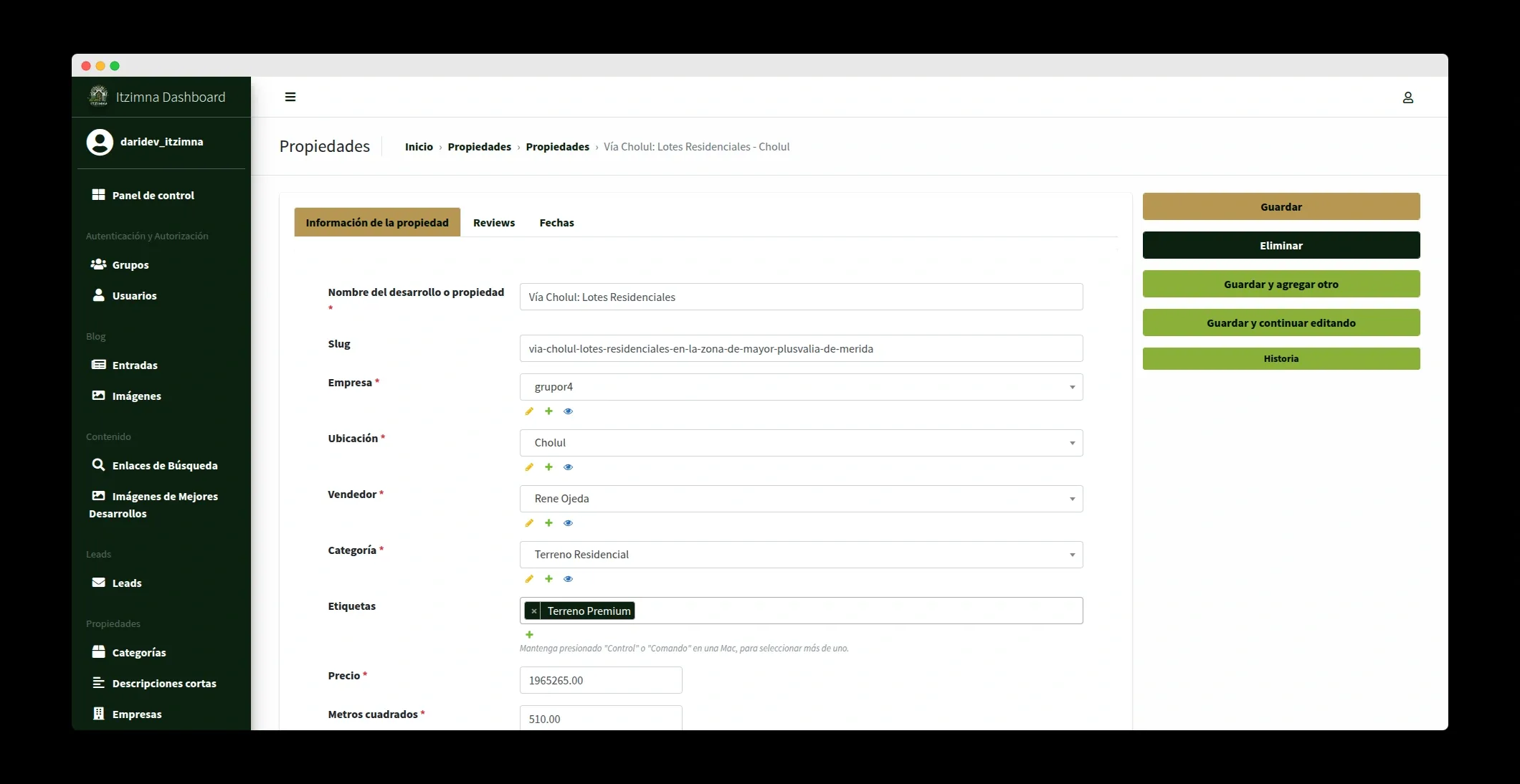 Itzimna Real Estate - Detalle de propiedad en CMS