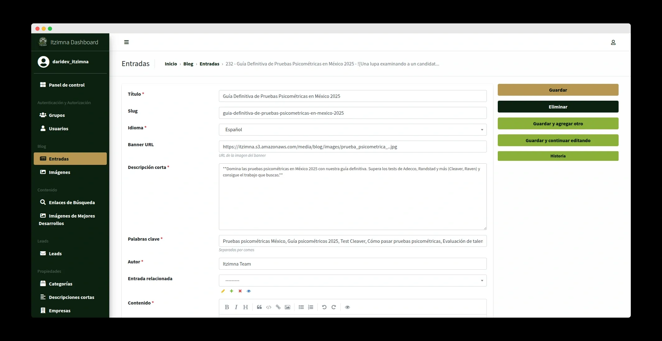 Itzimna Real Estate - Detalle de blog en CMS