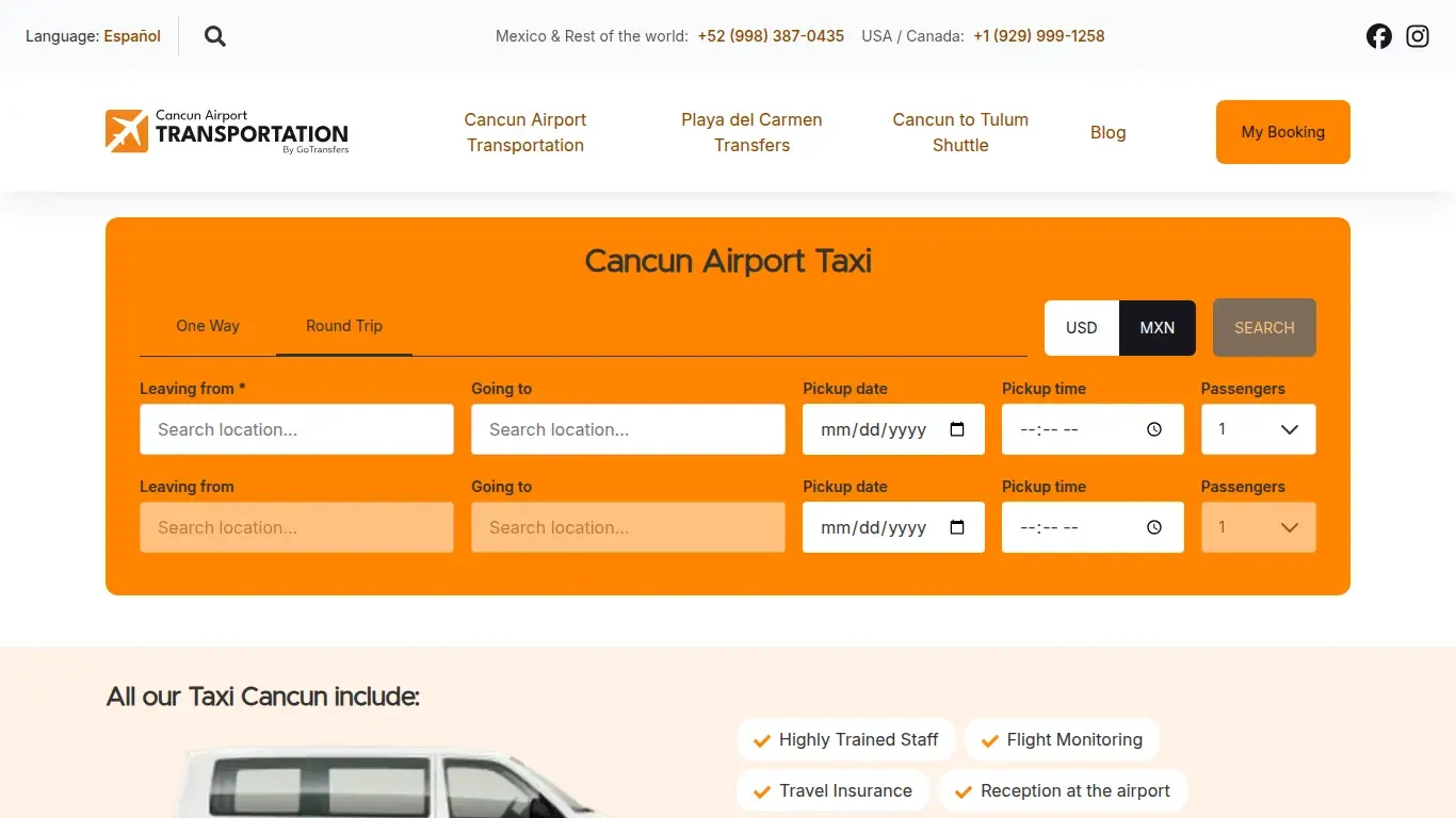 Página de taxi